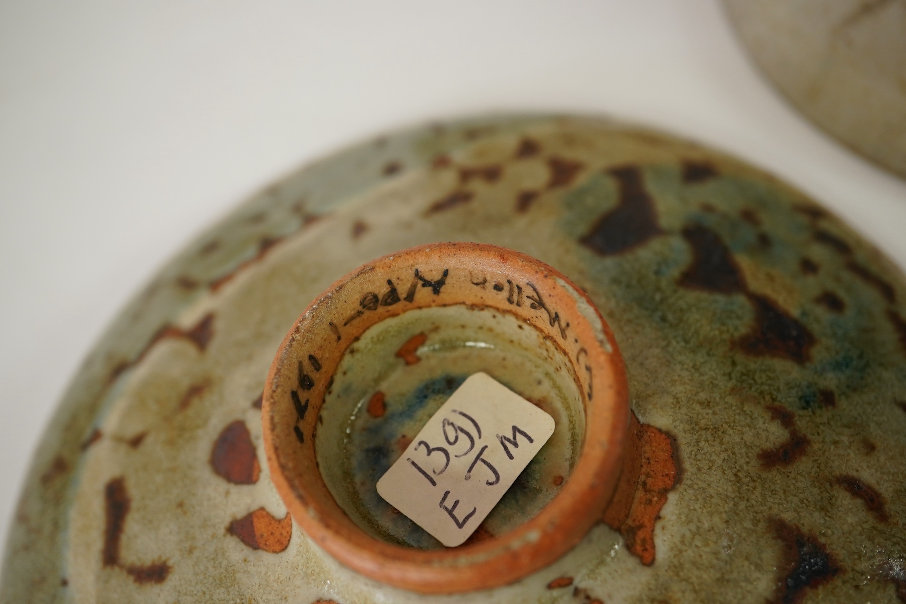 Eric James Mellon (1925-2014): A small group of elm ash glazed studio pottery